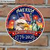 2D Flat 1pc America 250th Birthday 1776-2026 Patriotic Sign, Metal Wreath Round Sign, Decoration Plaque, Bedroom Door Decor, Outdoor Plaque & Wall