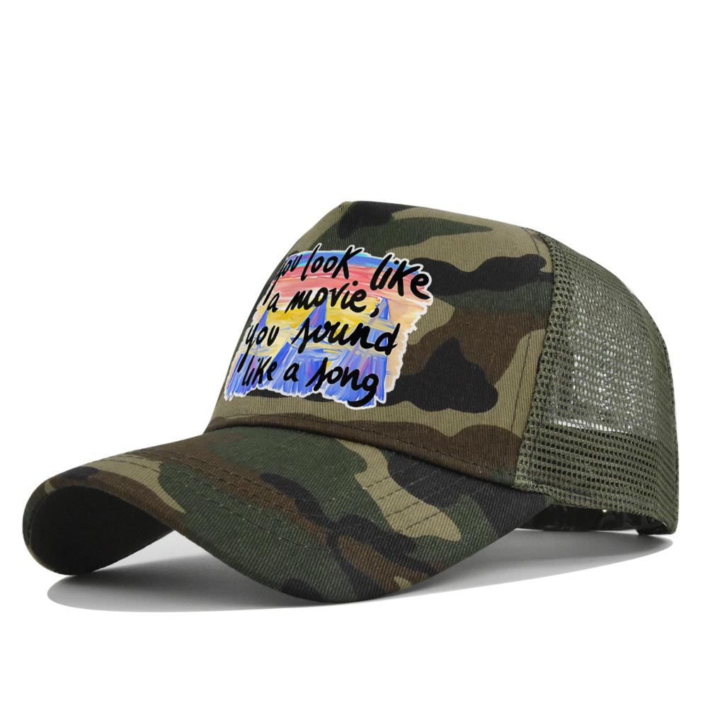 Summertime Printed Cap Letter Mesh Breathable Hat Women Men Baseball Cap Sunshade Outdoor Sports Cycling Travel Sun Hat Dad Hat