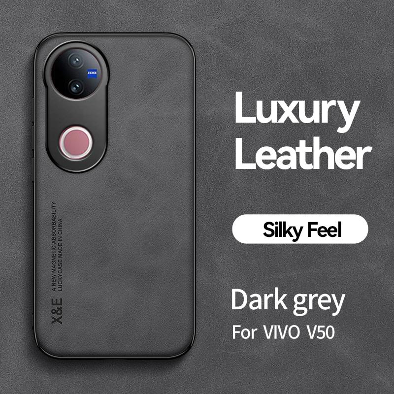 KEYSION Luxusní retro PU kožené pouzdro pro VIVO V50 5G Měkký silikon + PC nárazuvzdorný zadní kryt telefonu pro VIVO V50 5G