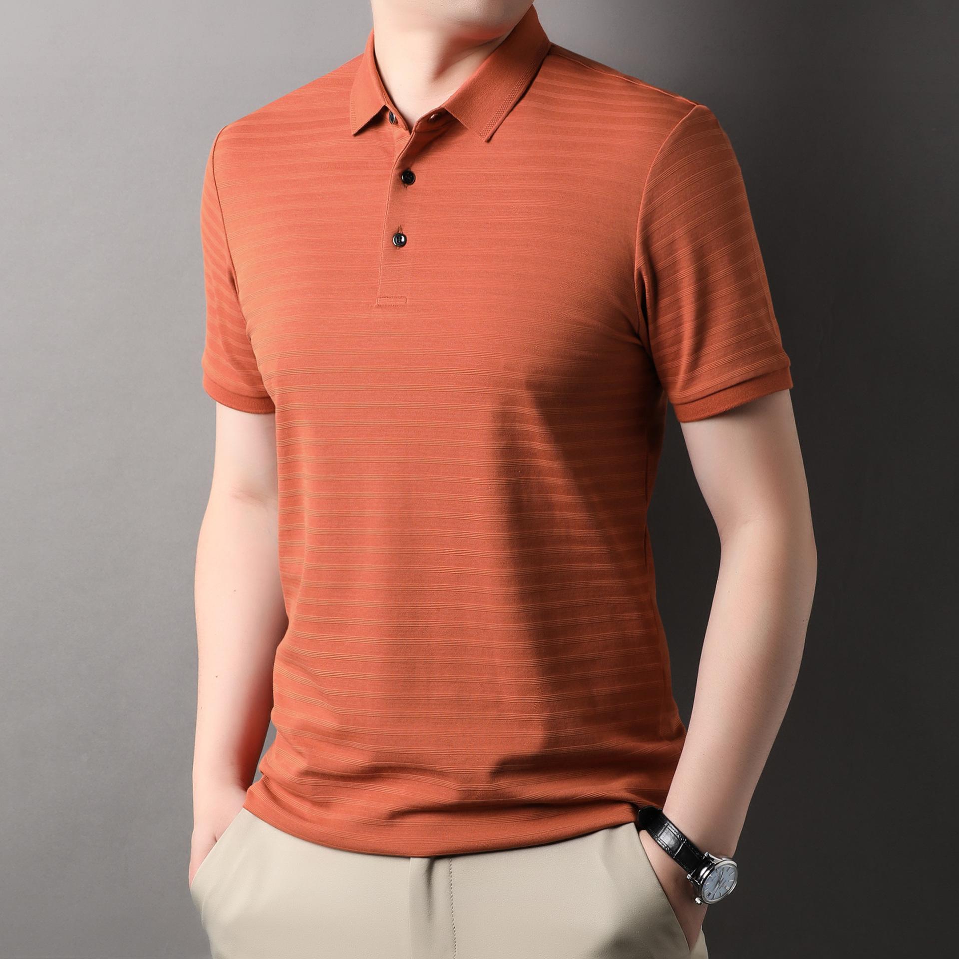 

Новая модная мужская футболка с короткими рукавами, летняя новая однотонная однотонная деловая рубашка-поло среднего возраста, универсальная футболка-поло