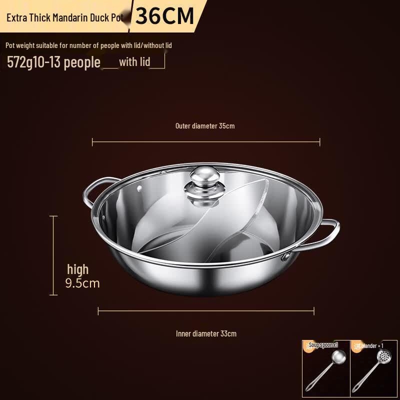 Jingzhouyuan Thickened Stainless Steel Hot Pot 36cm