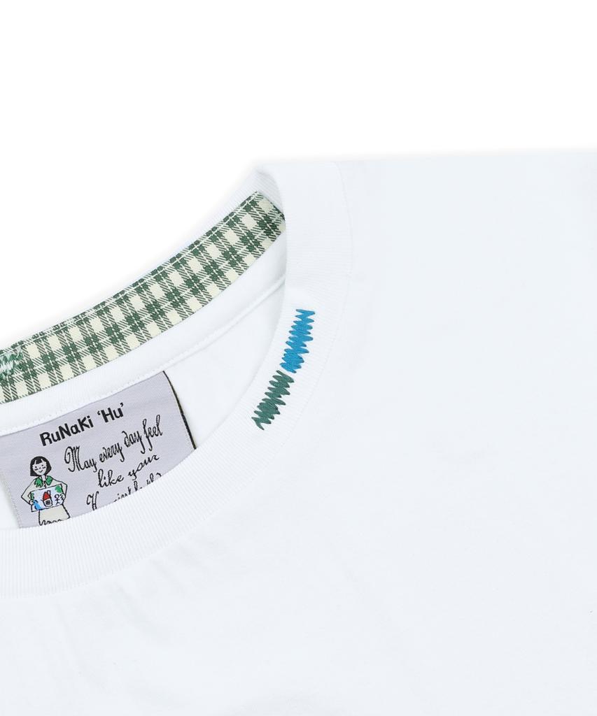 RuNaKi'Hu' Wxt099 Kumo Tomato Check Applique T-Shirt (White)