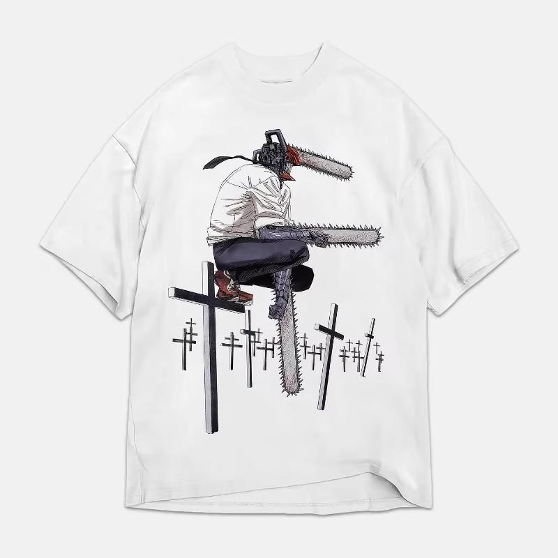 

Anime Character Chainsaw Man Makima Short Sleeves Anime Short Sleeve T-shirt Comfortable Breathable Y2K Vintage Clothes S