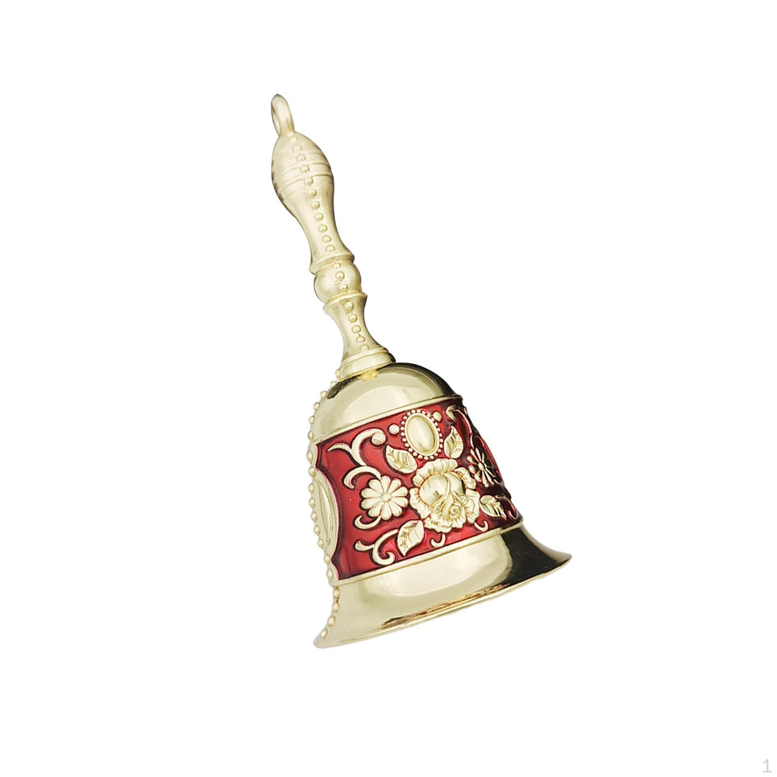 

Рождественский колокольчик Обеденный стол Металлический антикварный сервиз Ресторан Ретро Звонок Red Golden