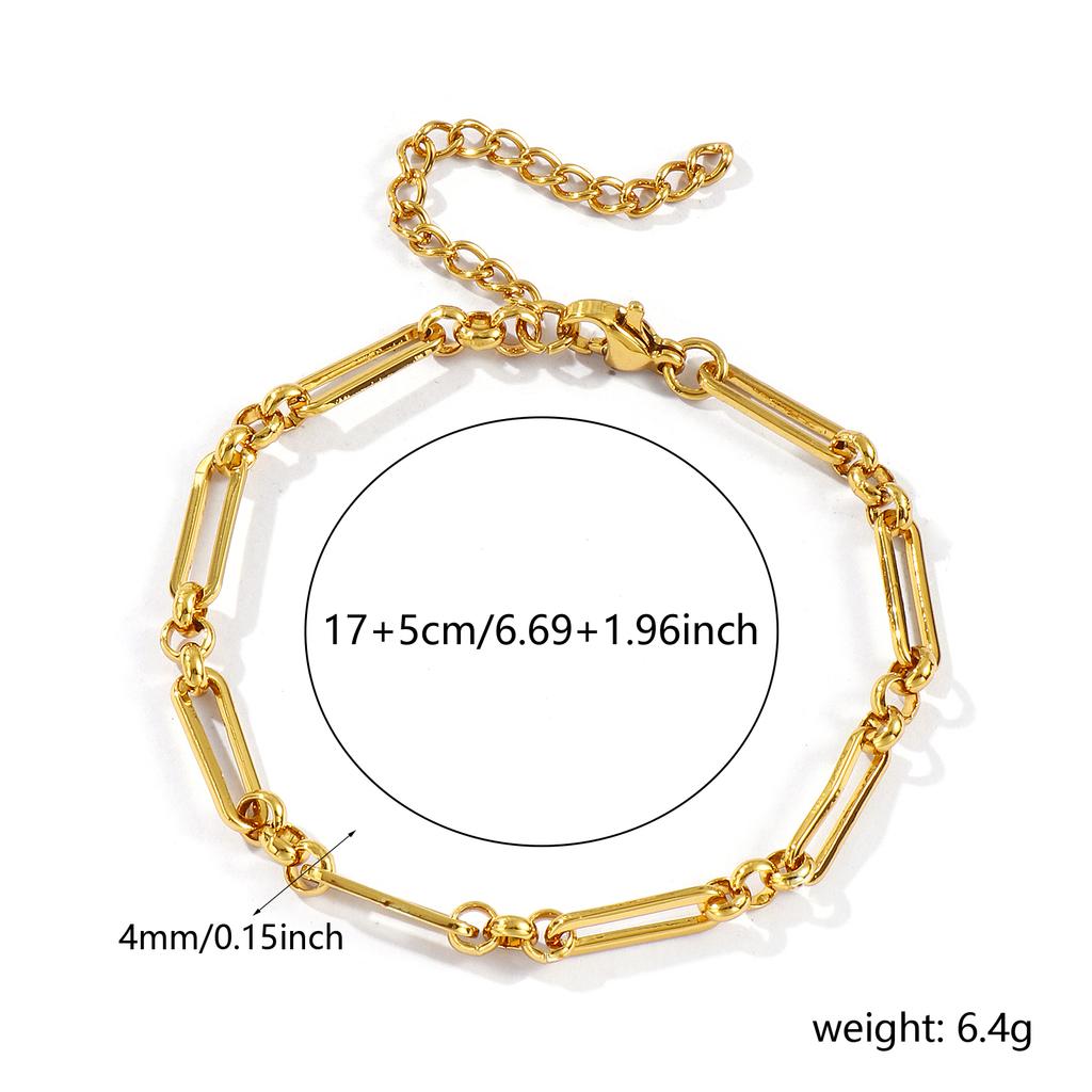 1 Piece Fashion304 Stainless Steel Handmade 18K Gold Plated Oval Link Chain Bracelets For Women Men Gift 17cm(6.7") long