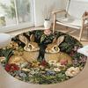 Rabbit Round Floor Mat Perfect for Dining Room Balcony Hallway Kitchen Antislip Round Carpet Decorate Offices Perfect Gift for Women Men