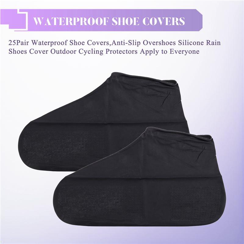 Waterproof Shoe Covers 25Pair Anti-Slip Silicone Rain Shoes Outdoor Cycling Protectors Overshoe Cover Everyone
