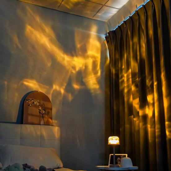 Water Wave Projection Night Light Color Changing Bathroom Lamp with Touch Control Splash Proof Waterproof Projection Lamp for Shower Spa