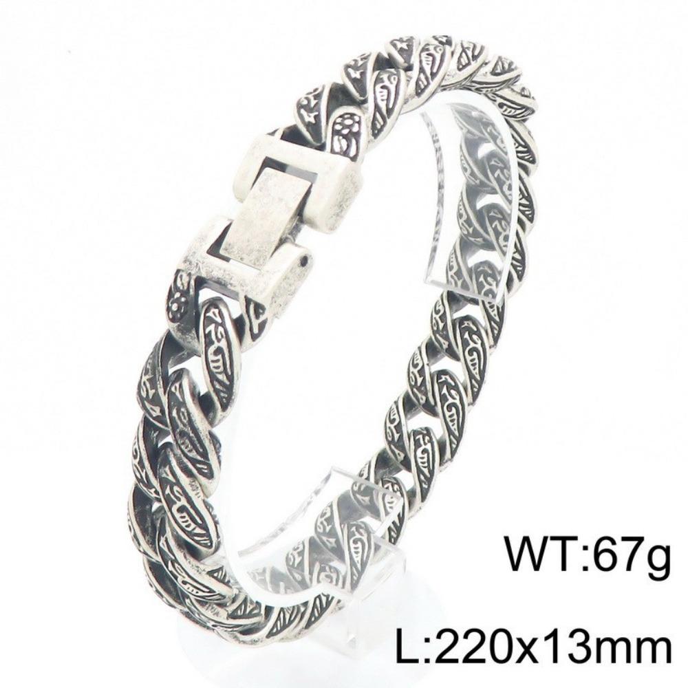 European and American Personalized Men's Jewelry, Titanium Steel Multi-ring Interlocking Pattern Bracelet, Men's Stainless Steel Bracelet