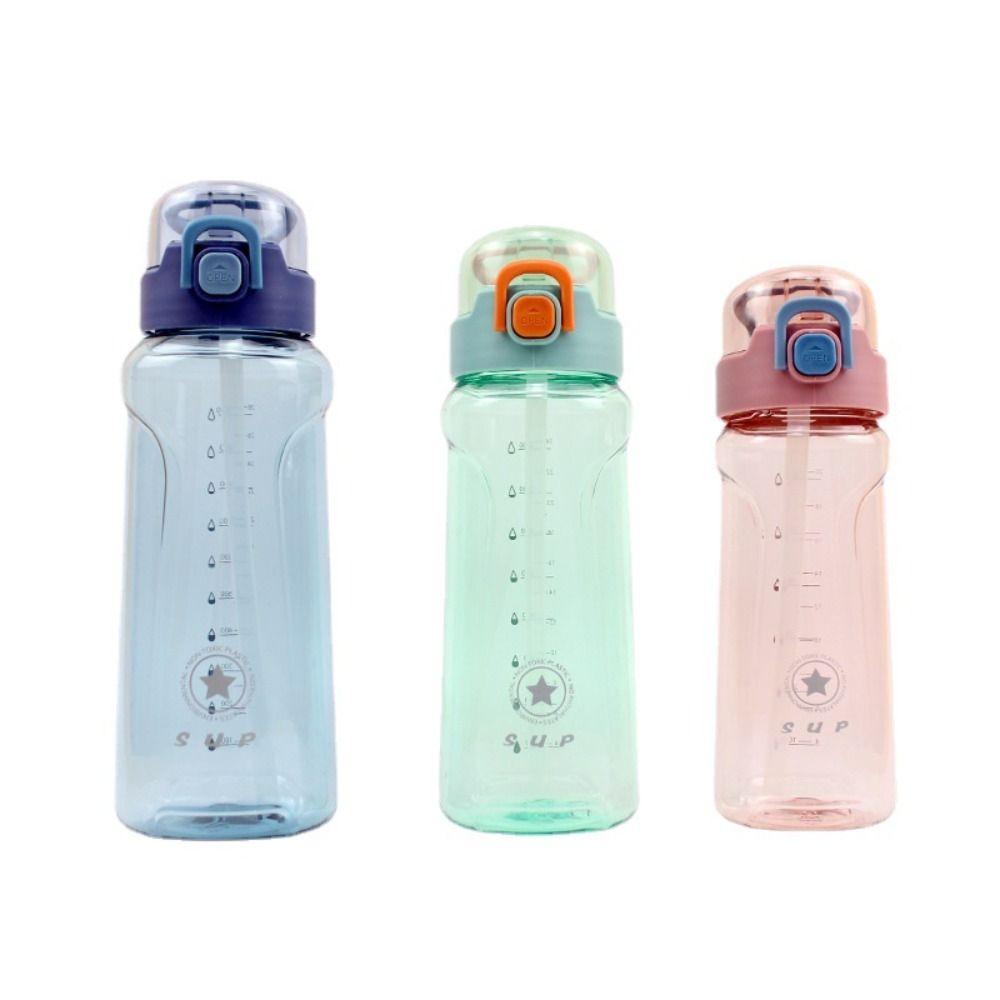

With Marker Kids Large Capacity Sports Water Bottle Drinking Cup Straw Water Bottle Water Cup