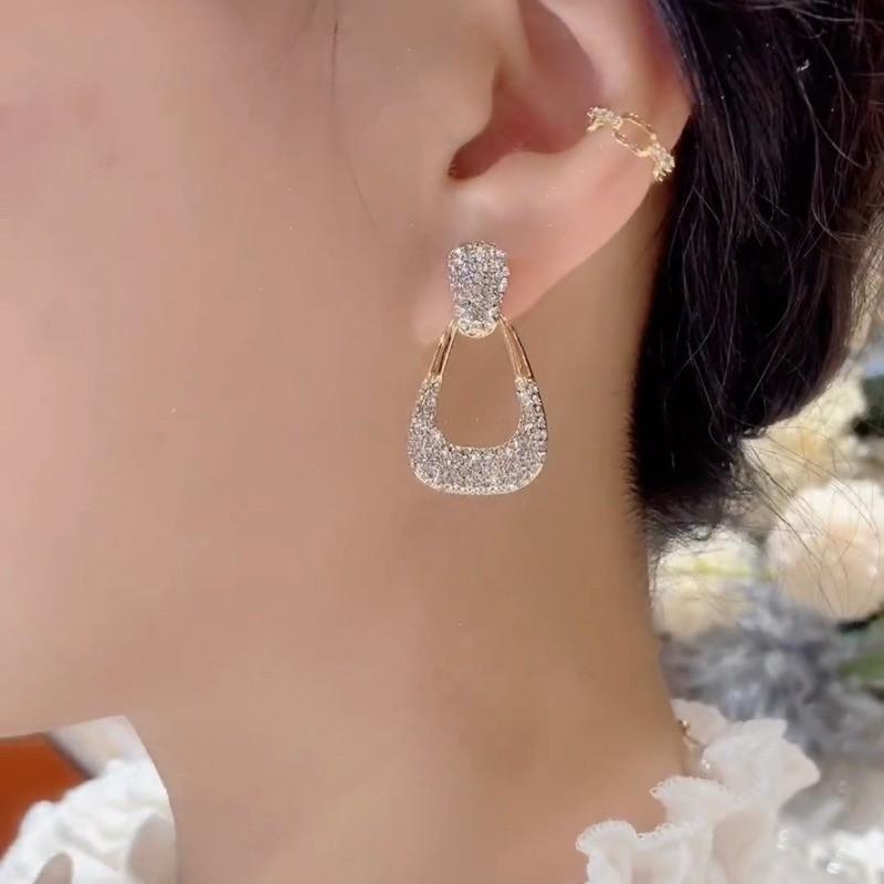 Pinkdudu Vintage Glass Geometric Block Zircon Earrings Trendy Drop Earrings Women Jewelry PD2373