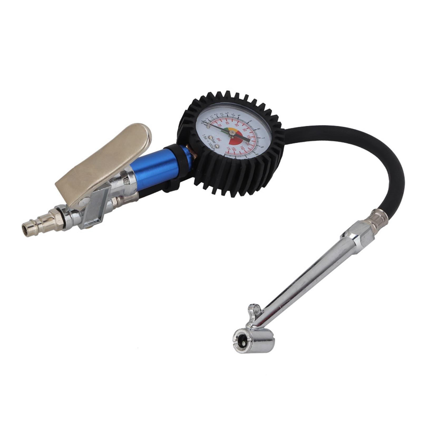

12 Bar Self clamping Tire Inflator with Air Pressure Gauge and Quick Air Connector білий