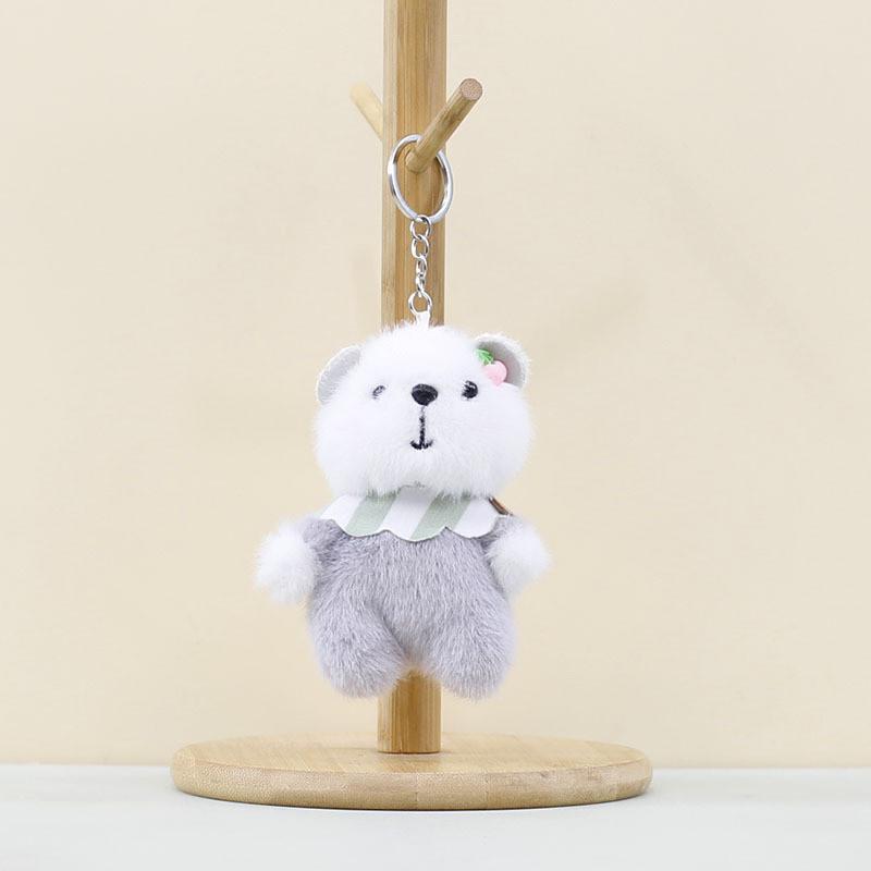 Cute Bear Bib Pendant Plush Toy Cartoon Bag Purple Key Chain Holiday Girl Gift