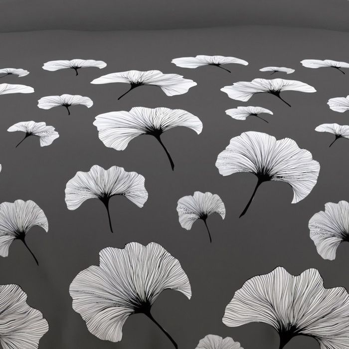 Parure housse de couette en coton 57 fils/cm2 140x200 cm GINKGO gris, par Soleil d'Ocre