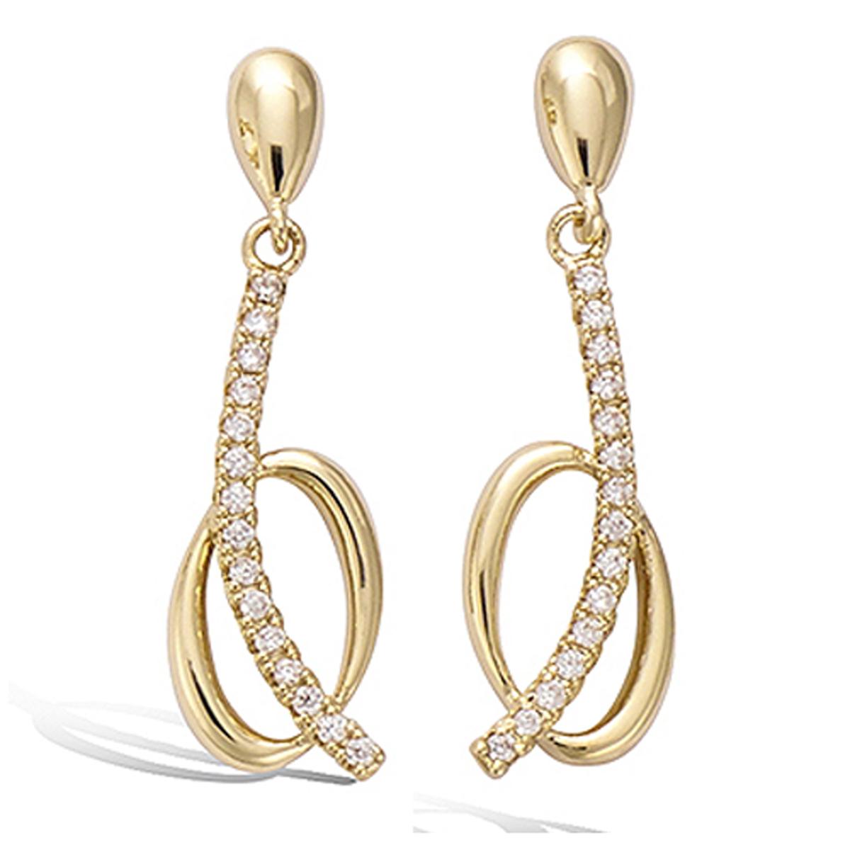 

Les Trésors De Lily [P1206] - Серьги с позолотой Sissi белое золото - 28x8 мм