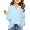 Girls' Long Sleeve Tee - Solid Color Loose Fit Casual Top