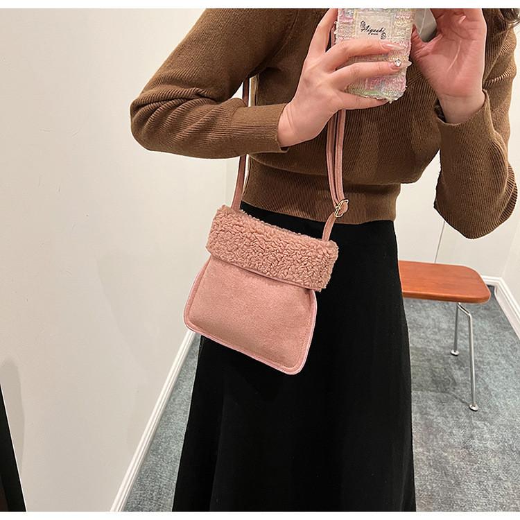 Stylish Small Cross-border Plush Shoulder Bag For Women 2023 Autumn And Winter