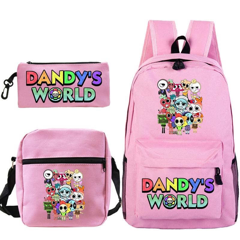 Neue Dandy-Welt Peripherie Druck Schultasche Student Lässige Federtasche Umhängetasche Dreiteiliges Set