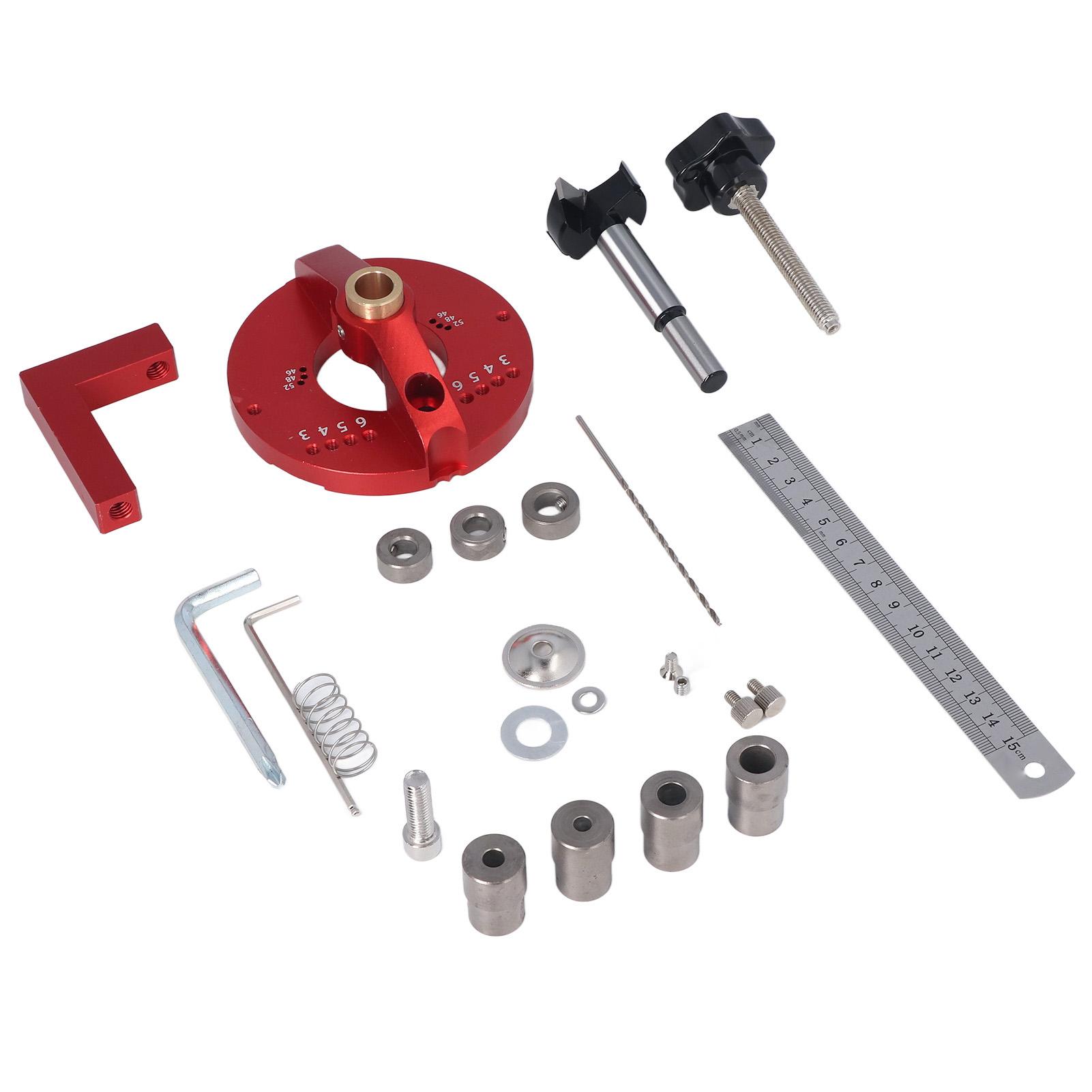 

Hinge Jig Drill Guide 35mm Dowelling Drilling Tool Set Kit for Furniture Woodworking