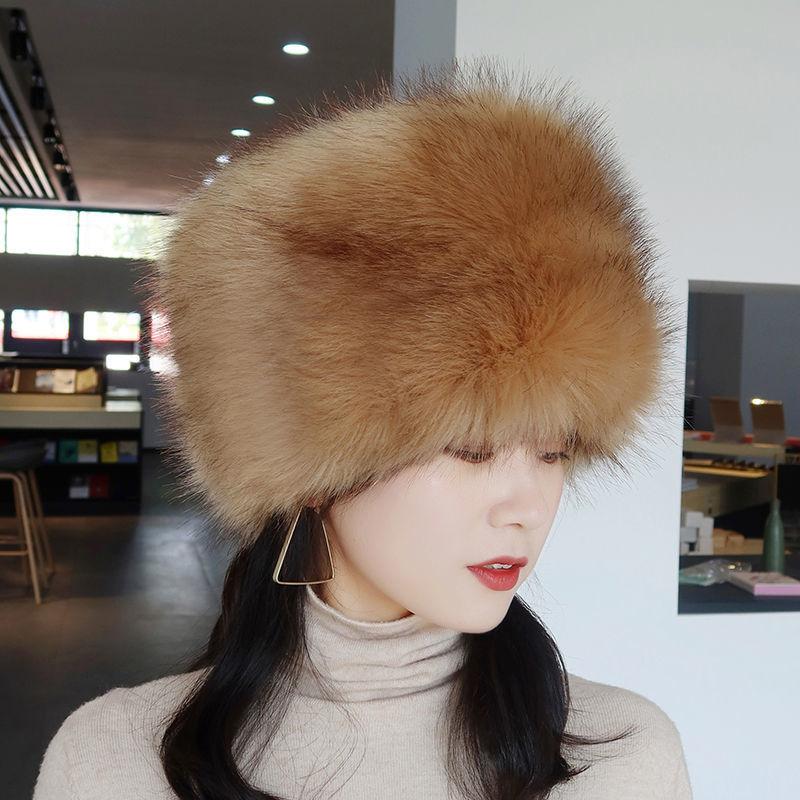 Frauen Nachahmung Fuchs Haar Hut Solide Verdickt Pelz Brimless Herbst Winter Warme Pelz Hut Pelz Hut Ring Kappe