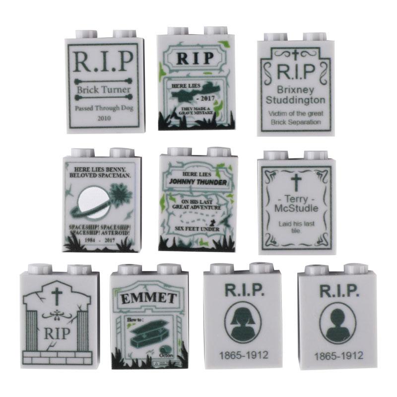 City Halloween MOC Bricks Pumpkin Building Blocks Street View Piano Tombstone Skeleton Ghost Bat Snake Accessories Bricks Toy