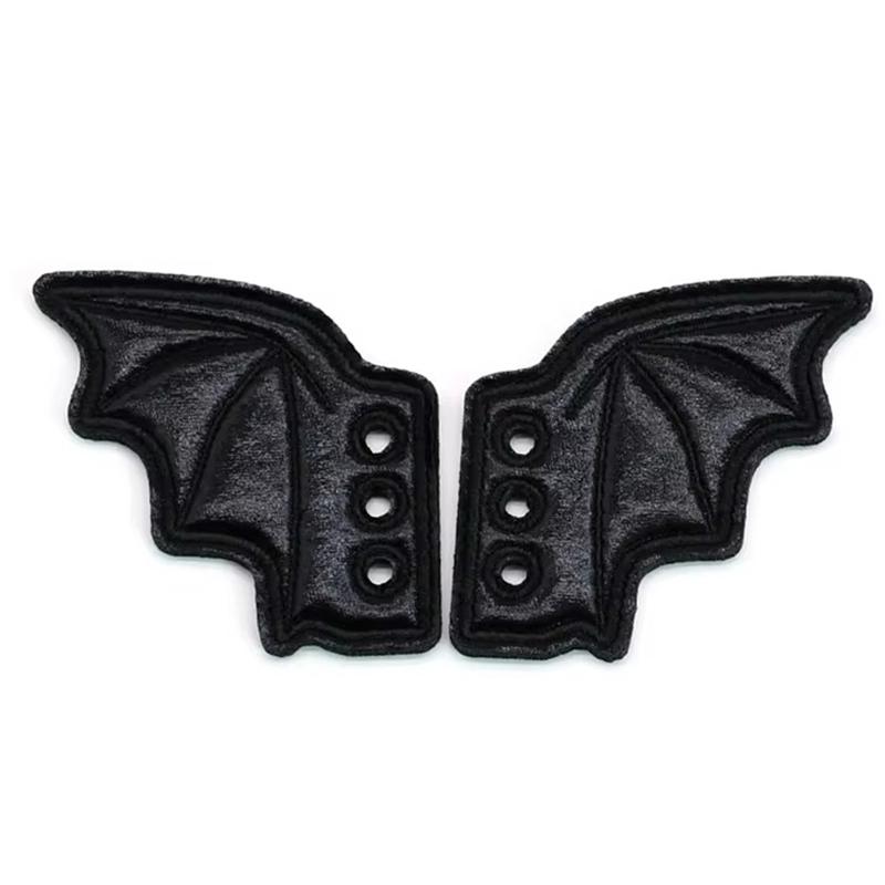 1/2 Pairs Bat Shoe Wings Embroidery Diy Charm Decorations For Sneaker Clothing Shoelaces Punk Halloween Gift Accessory
