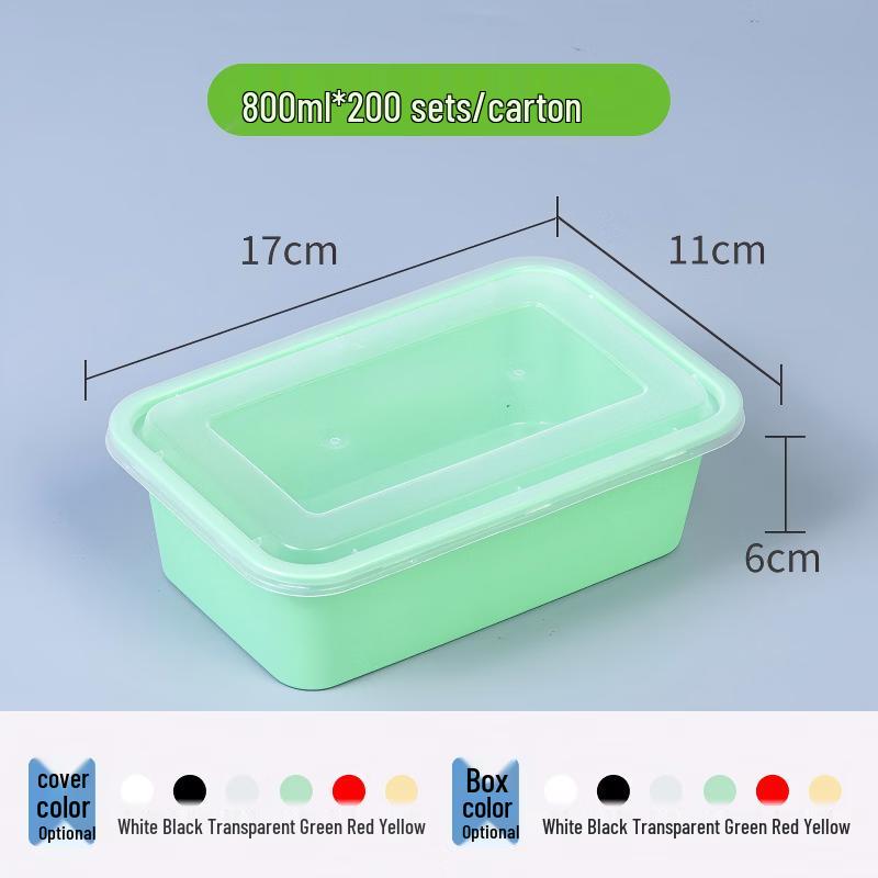 Disposable Rectangular 800ml Takeaway Food Containers (200 Sets)
