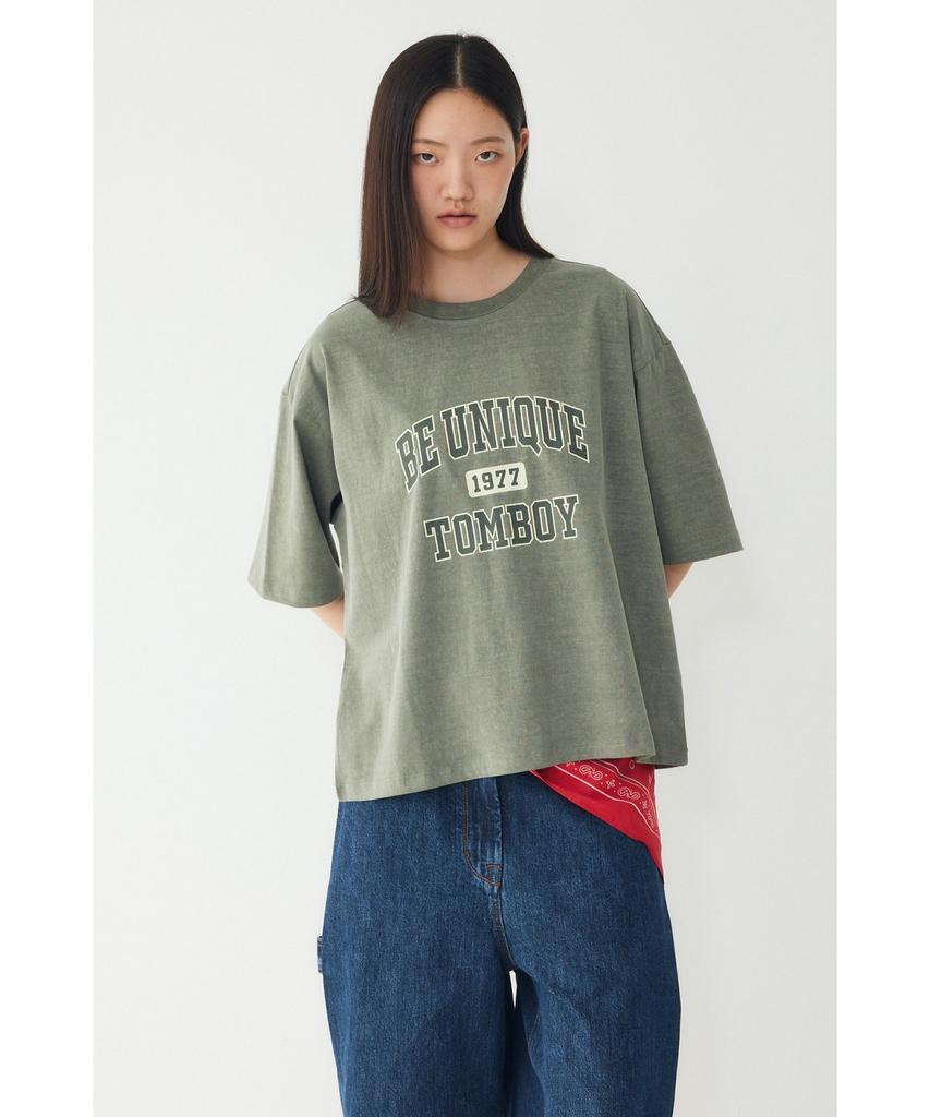STUDIO TOMBOY Vintage Lettering Graphic Short Sleeve T-Shirt_Khaki 9176222990