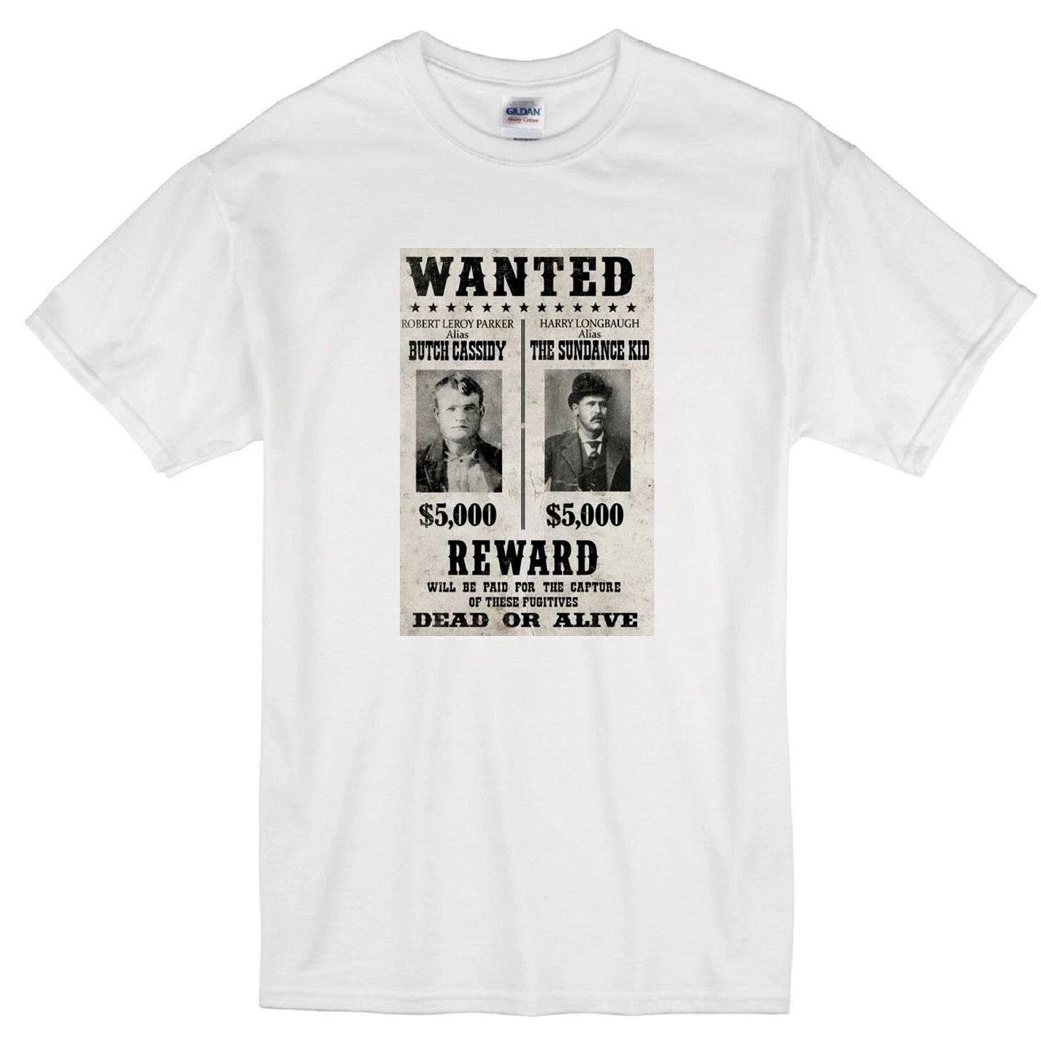 BUTCH CASSIDY AND THE SUNDANCE KID WANTED POSTER WESTERN OUTLAWS WHITE T-shirt S