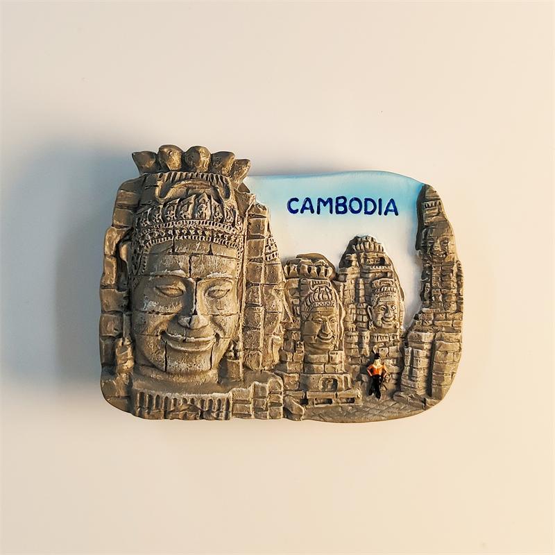 Cambodia Angkor Wat Shiguan Goddess 3D Stereoscopic Tourism Souvenirs Resin Painting Decoration Home Refrigerator Magnets
