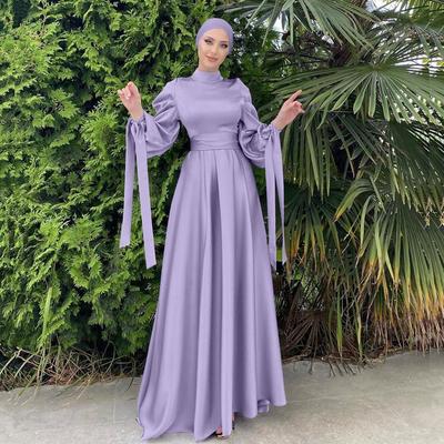 Loriya Soft & Elegant Satin Georgette Cinched Waist Long Dress LR488