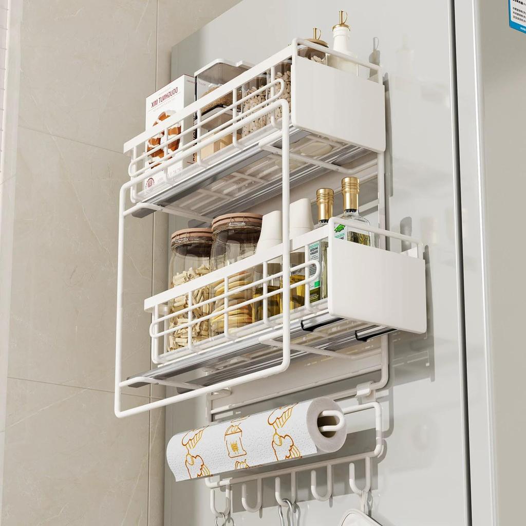 Magnetic Pull-Out Multi-Functional Spice Rack for Refrigerator Door