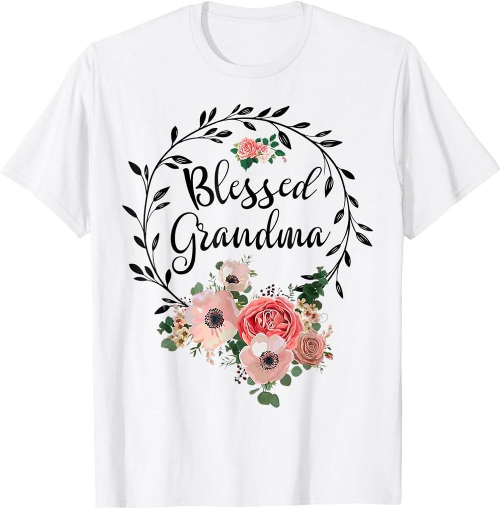 Blessed Grandma For Women Flower Decor Grandma Flowers T-Shirt