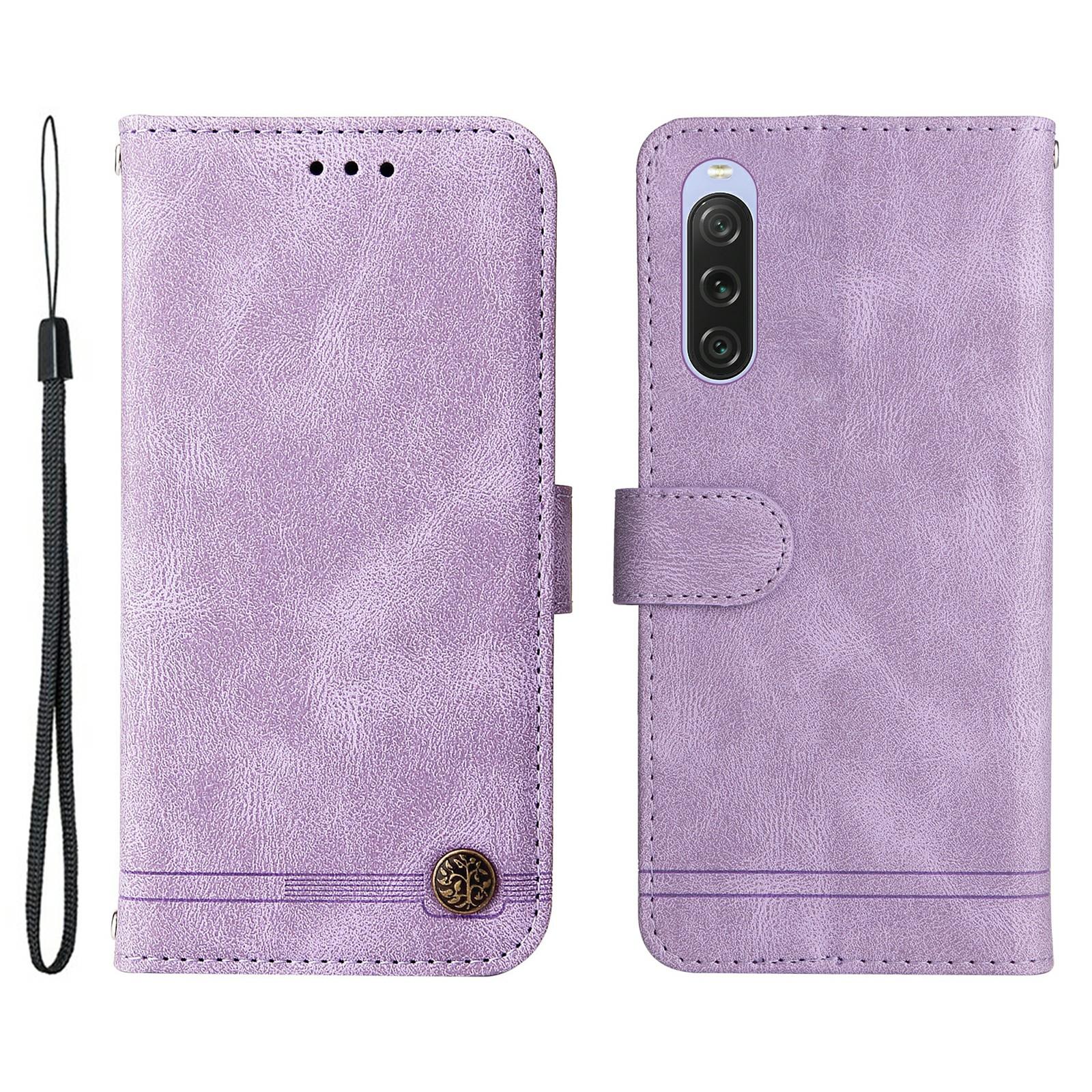 

For Sony Xperia 10 V Leather Wallet Cases Skin Touch Phone Cover Stand with Strap Purple