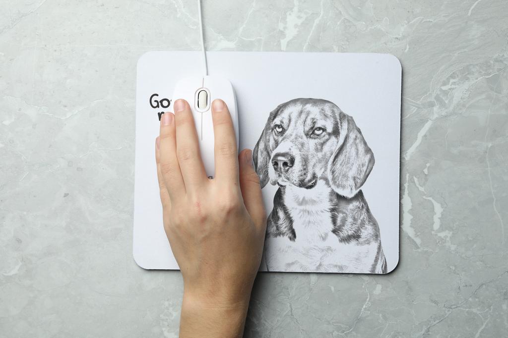 Beagle - mouse pad with print, personalized dog-themed mouse pad, unique gadget for an office worker by Art-Dog brand