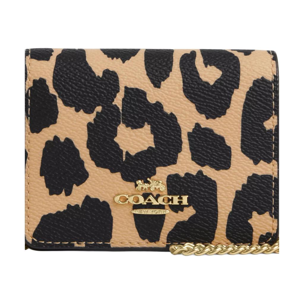 New COACH Coated Canvas Shoulder Bag, Crossbody Bag, Wallet Mini Women's Leopard Print Multicolor CX151-IMXAC
