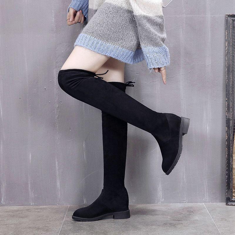 Iarna 2025 Cizme Dama Peste Genunchi cu Toc Gros Elastic