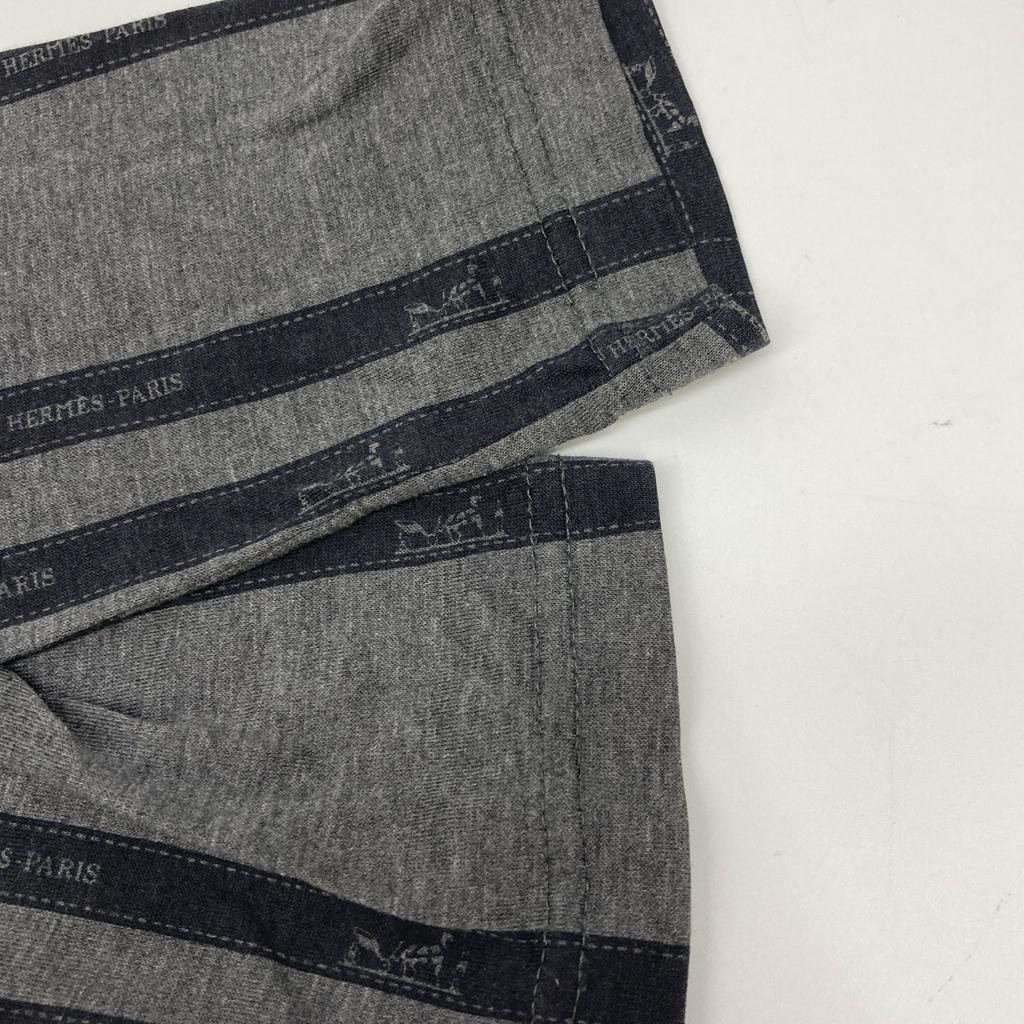 HERMES Margiela-era ribbon pattern long-sleeved shirt tops S Black GreyUsed