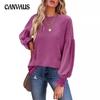 Women's Plus Size Tops Autumn Round Neck Ruffled Lantern Sleeve Pullovers