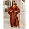 Polyester Gold Fake Loose Large Size Long Dress Beach Jacket Dress Long Dress