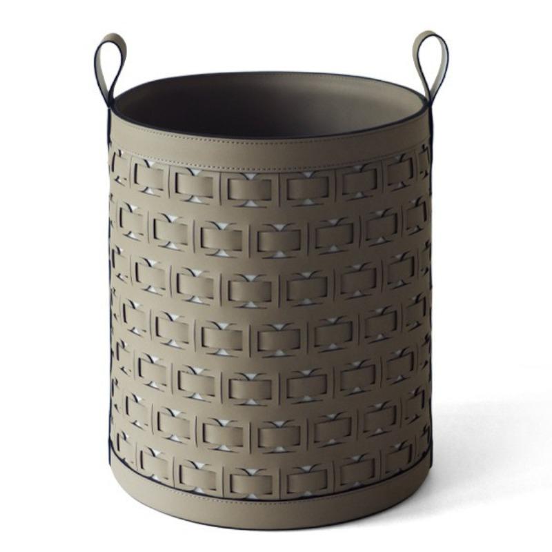 Leather Dirty Laundry Basket Woven Storage Baskets Multifunction Organizer Basket Luxury Large Living Room Organizers Baskets серый