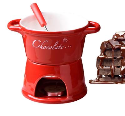 Copo para Derreter Chocolate 300ml com Garfo Vela Cerâmica Copo para Fondue de Manteiga Queijo para Sobremesa Reuniões Familiares de Natal Presente