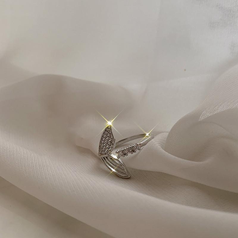 Exquisite Korean Rhinestone Five-pointed Star Adjustable Open Ring For Women Fashion Jewelry