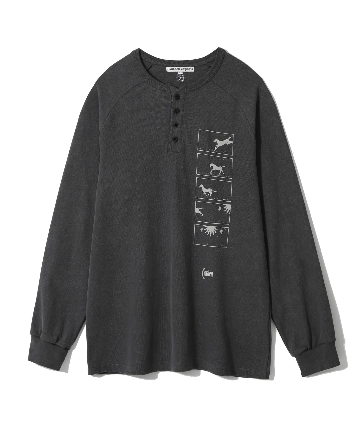 Garden Express Pigment Henley Neck T-Shirt (Charcoal) Charcoal/L