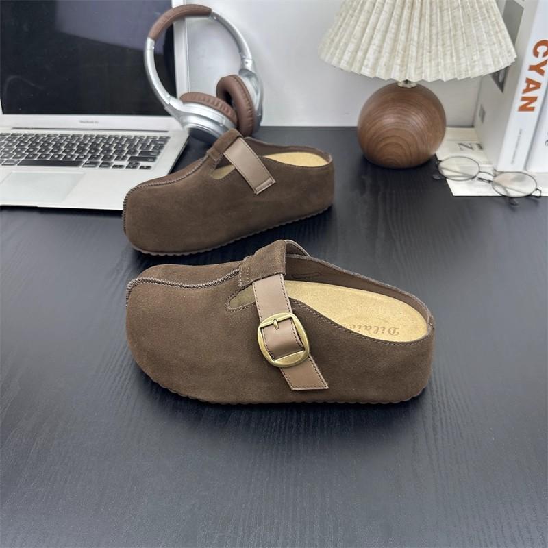 

Платформенные тапочки женские ретро на толстой подошве с сумкой и пряжкой-ремнем тапочки женские на высокой платформе с сумкой высотой около 6 см 40 темно-коричневого