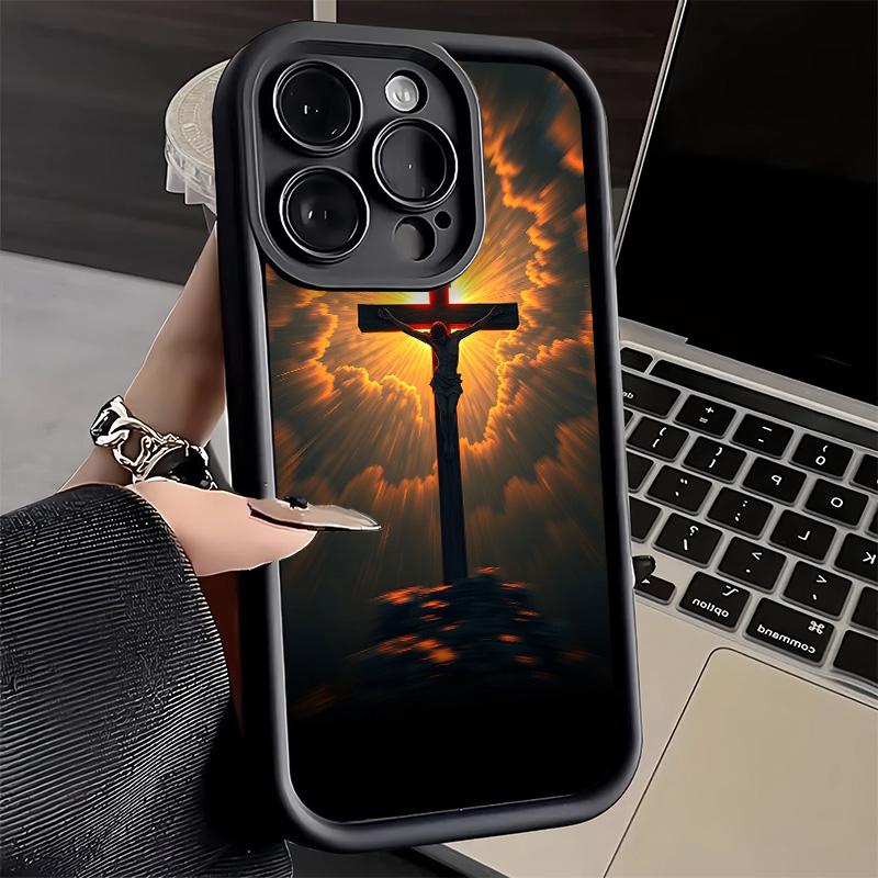 Phone Case for iPhone 17 Air 16E 15 16 Pro Max God Jesus Pray Cross Bible Cover 14 Plus 13 12 Mini Soft Shell Silicone Fundas