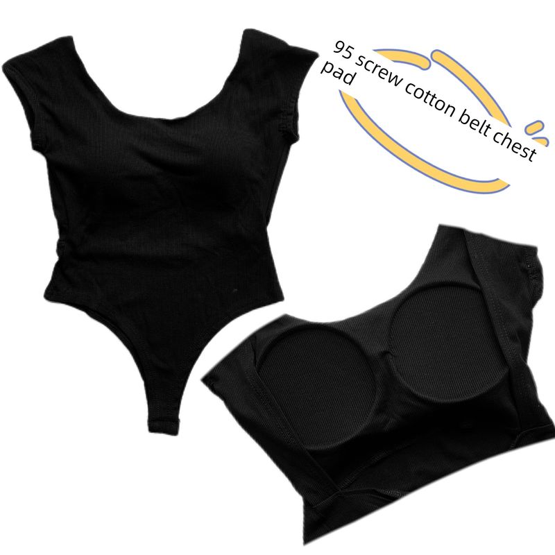 

Европейский и американский сексуальный сексуальный облегающий комбинезон на бретелях, цельный, базовая рубашка, женская промежность, верхняя одежда, с нагрудными подушечками, облегающий, летний Ji dark (with chest pad) One size