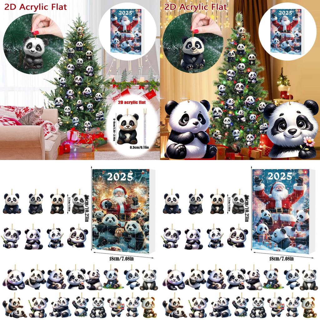 Christmas Panda Advent Calendar Blind Box With 24 Acrylic Decor For Holiday Gift Giving