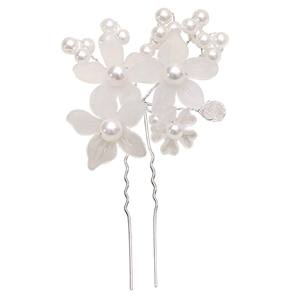 1 Stück Blume Kunstperle Hochzeit Haarnadel Kopfbedeckung Weiß Haarspange Brautschmuck