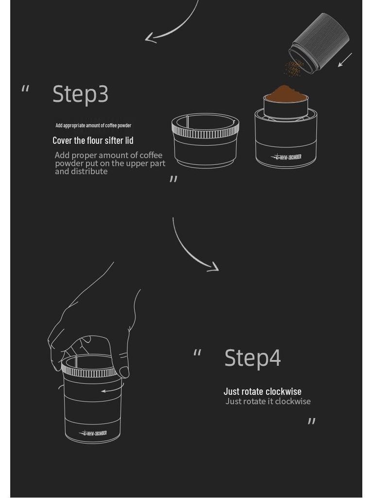 MHW-3BOMBER Cyclone Coffee Distributor and Anti-Splash Filling Tool for Single/Double Valve Coffee Makers